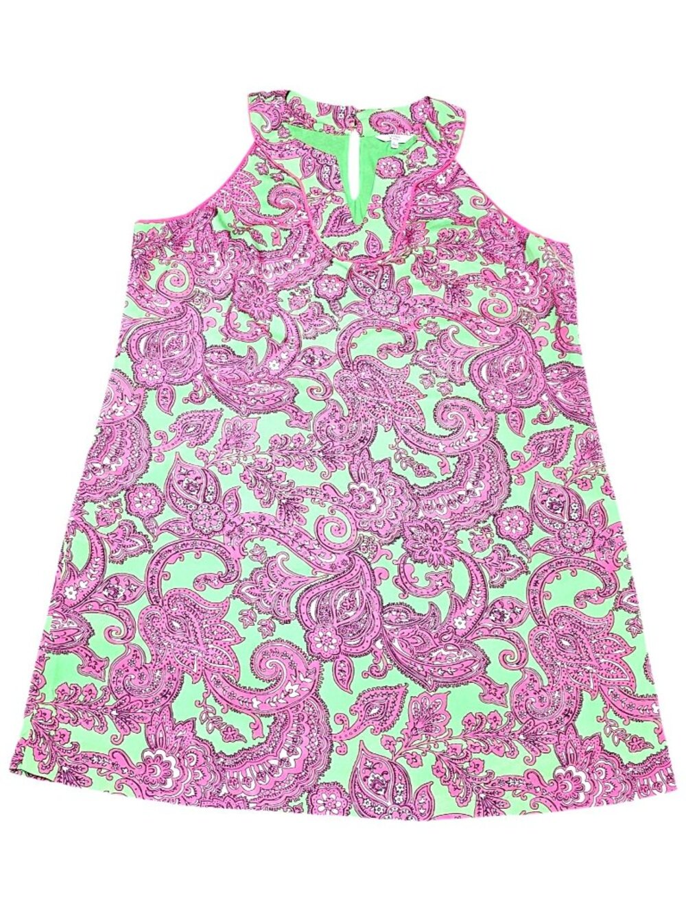 Crown & Ivy XL Sleeveless Green Dress With Pink Paisley Print & Keyhole Neckline - Picture 2 of 12